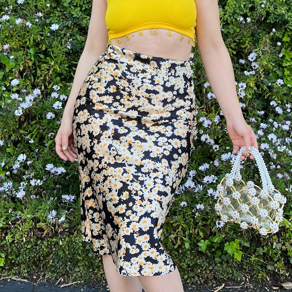 Daisy Satin Midi Skirt